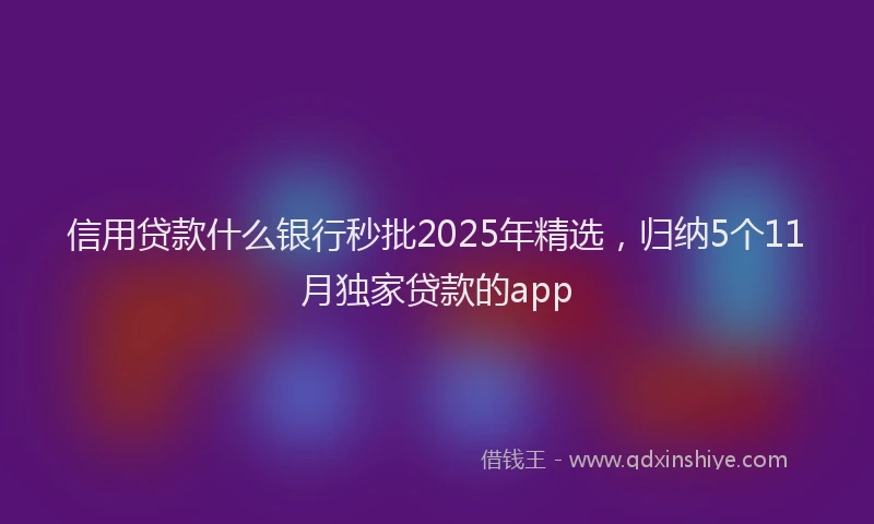 信用贷款什么银行秒批2025年精选，归纳5个11月独家贷款的app