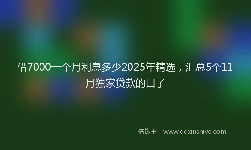 借7000一个月利息多少2025年精选，汇总5个11月独家贷款的口子