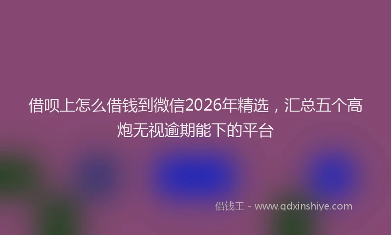借呗上怎么借钱到微信2026年精选,汇总五个高炮无视逾期能下的平台