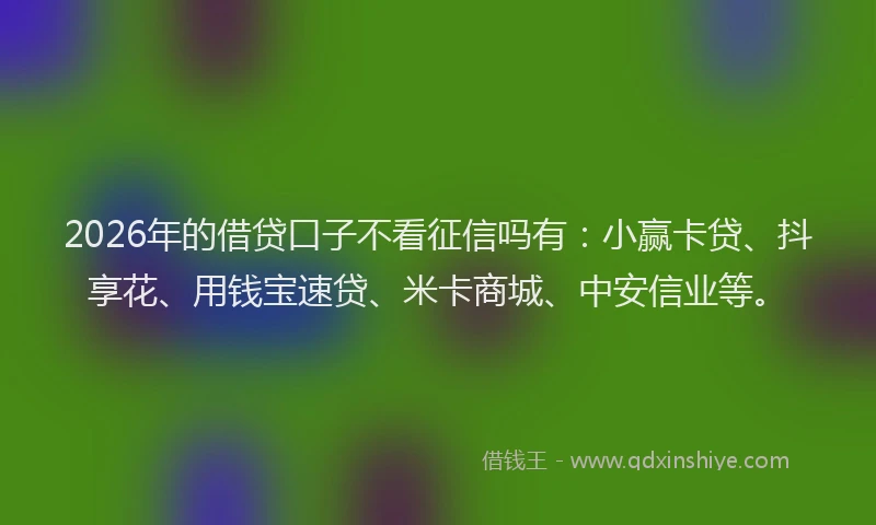 2026年的借贷口子不看征信吗有:小赢卡贷、抖享花、用钱宝速贷、米卡商城、中安信业等。