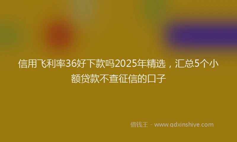信用飞利率36好下款吗2025年精选，汇总5个小额贷款不查征信的口子
