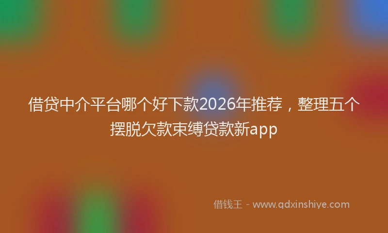 借贷中介平台哪个好下款2026年推荐，整理五个摆脱欠款束缚贷款新app