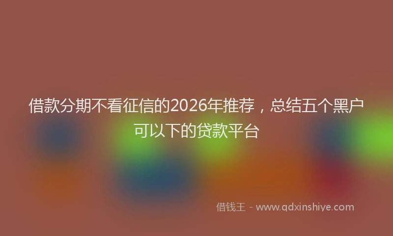借款分期不看征信的2026年推荐，总结五个黑户可以下的贷款平台
