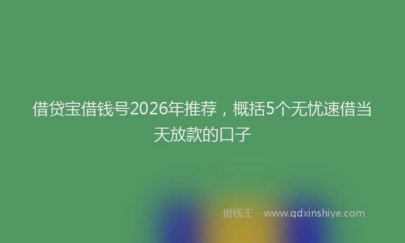 借贷宝借钱号2026年推荐，概括5个无忧速借当天放款的口子