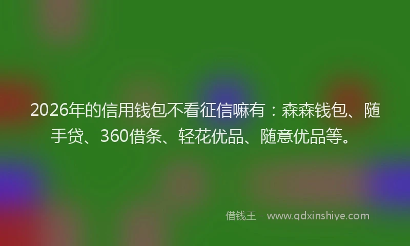 2026年的信用钱包不看征信嘛有：森森钱包、随手贷、360借条、轻花优品、随意优品等。