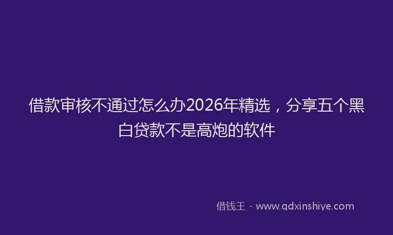 借款审核不通过怎么办2026年精选,分享五个黑白贷款不是高炮的软件