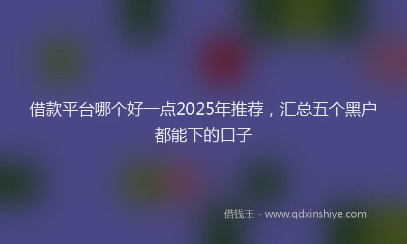 借款平台哪个好一点2025年推荐，汇总五个黑户都能下的口子