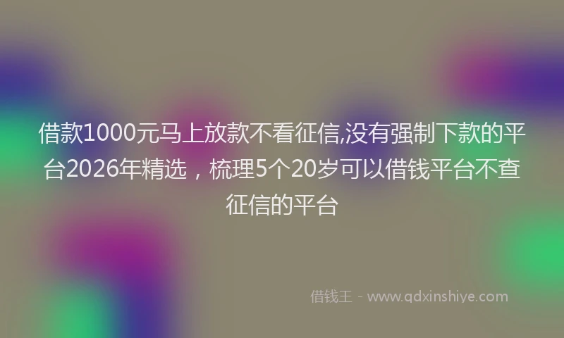 借款1000元马上放款不看征信,没有强制下款的平台2026年精选，梳理5个20岁可以借钱平台不查征信的平台