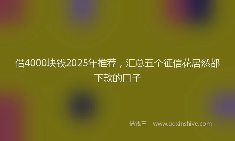借4000块钱2025年推荐，汇总五个征信花居然都下款的口子