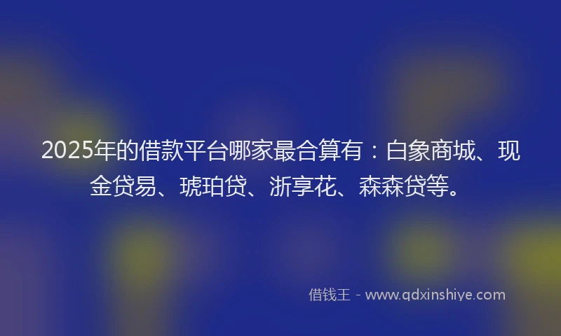2025年的借款平台哪家最合算有：白象商城、现金贷易、琥珀贷、浙享花、森森贷等。