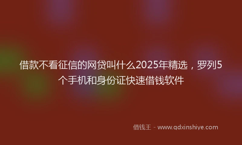 借款不看征信的网贷叫什么2025年精选，罗列5个手机和身份证快速借钱软件
