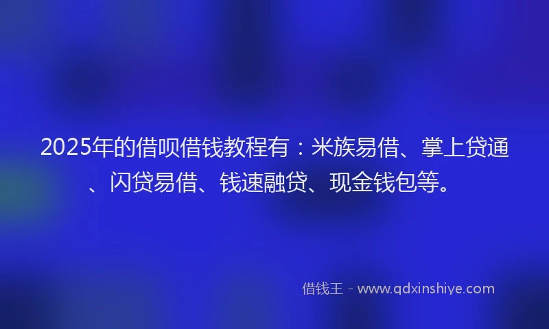 2025年的借呗借钱教程有：米族易借、掌上贷通、闪贷易借、钱速融贷、现金钱包等。