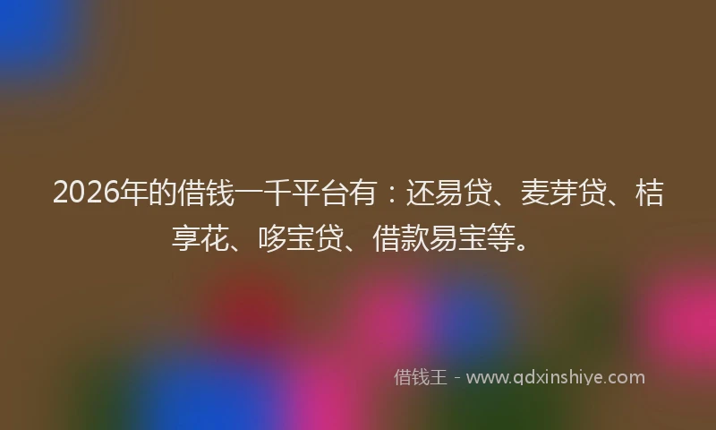 2026年的借钱一千平台有:还易贷、麦芽贷、桔享花、哆宝贷、借款易宝等。