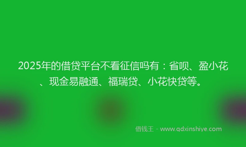 2025年的借贷平台不看征信吗有：省呗、盈小花、现金易融通、福瑞贷、小花快贷等。