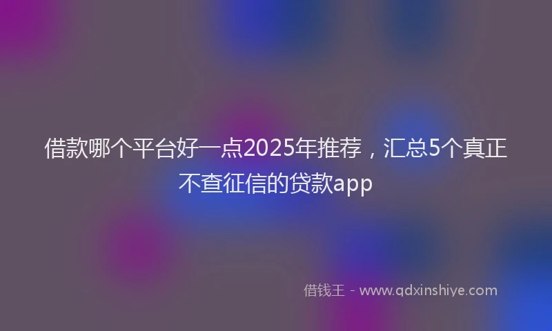 借款哪个平台好一点2025年推荐，汇总5个真正不查征信的贷款app