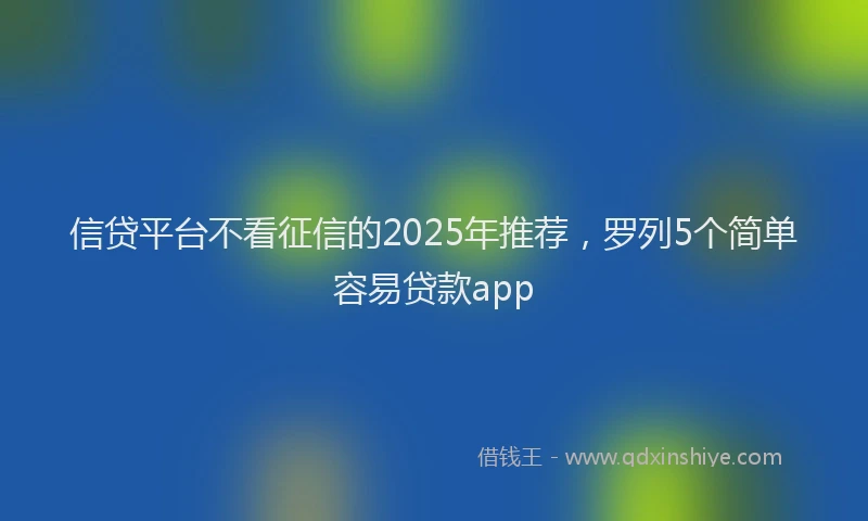 信贷平台不看征信的2025年推荐，罗列5个简单容易贷款app