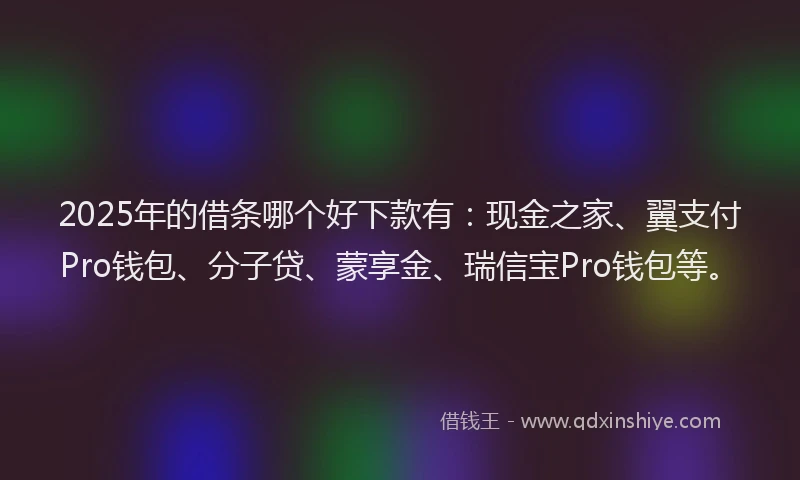 2025年的借条哪个好下款有：现金之家、翼支付Pro钱包、分子贷、蒙享金、瑞信宝Pro钱包等。