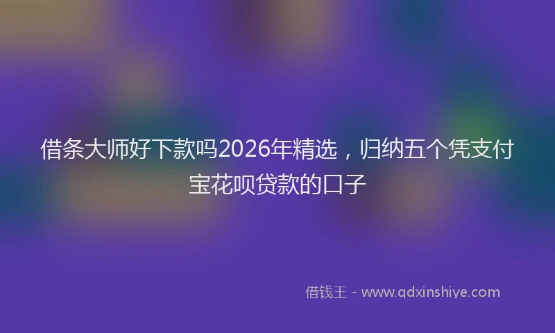 借条大师好下款吗2026年精选，归纳五个凭支付宝花呗贷款的口子