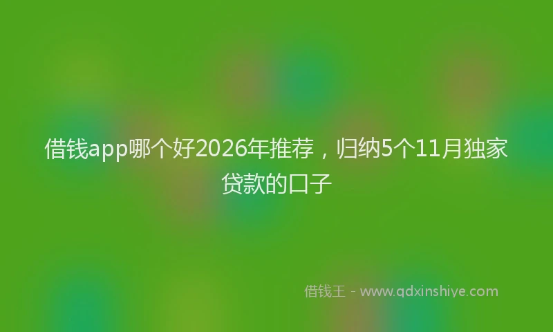 借钱app哪个好2026年推荐，归纳5个11月独家贷款的口子