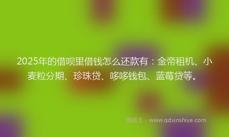 2025年的借呗里借钱怎么还款有：金帝租机、小麦粒分期、珍珠贷、哆哆钱包、蓝莓贷等。