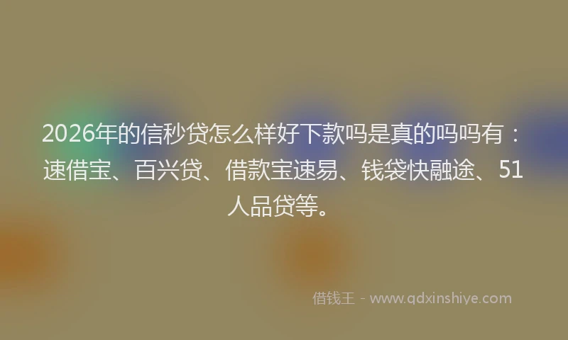 2026年的信秒贷怎么样好下款吗是真的吗吗有：速借宝、百兴贷、借款宝速易、钱袋快融途、51人品贷等。