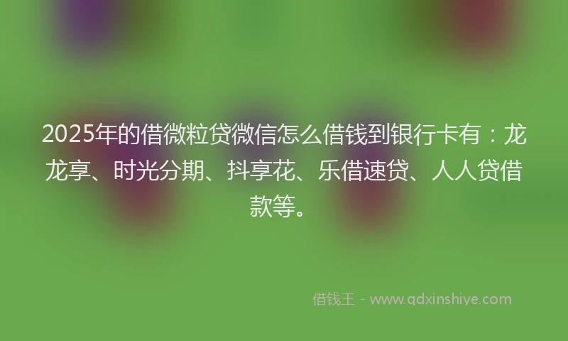 2025年的借微粒贷微信怎么借钱到银行卡有：龙龙享、时光分期、抖享花、乐借速贷、人人贷借款等。