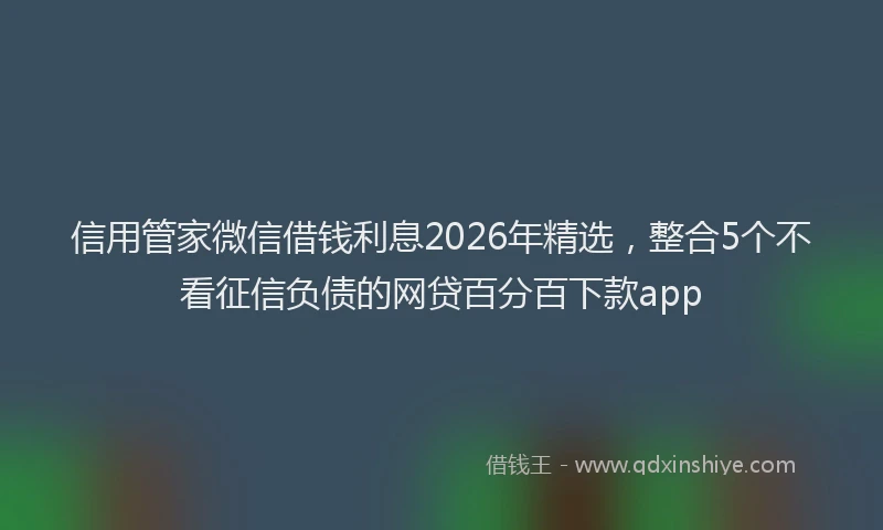 信用管家微信借钱利息2026年精选，整合5个不看征信负债的网贷百分百下款app