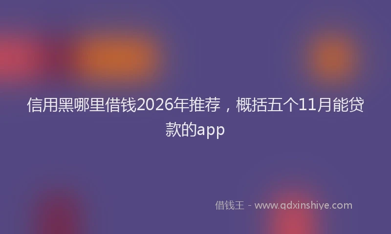 信用黑哪里借钱2026年推荐,概括五个11月能贷款的app