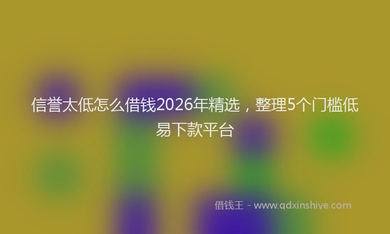 信誉太低怎么借钱2026年精选，整理5个门槛低易下款平台