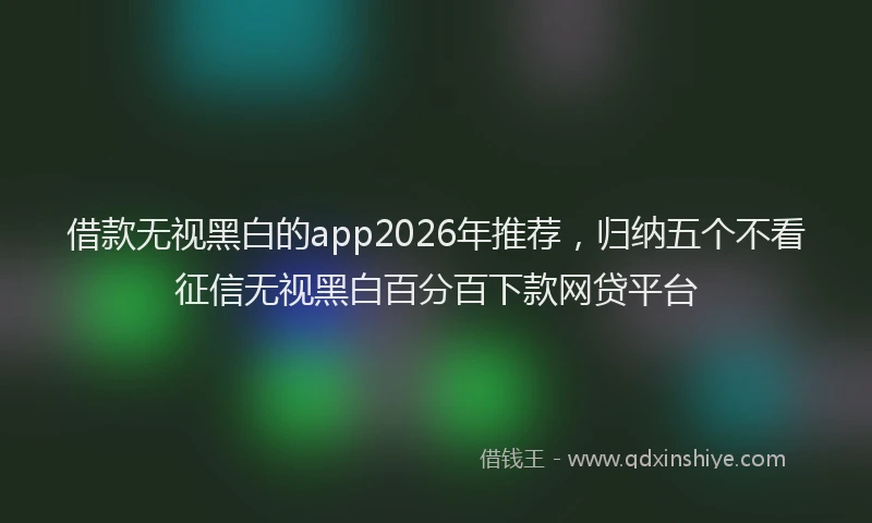 借款无视黑白的app2026年推荐，归纳五个不看征信无视黑白百分百下款网贷平台