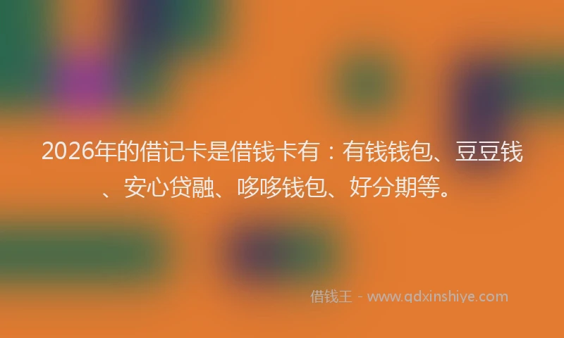 2026年的借记卡是借钱卡有：有钱钱包、豆豆钱、安心贷融、哆哆钱包、好分期等。