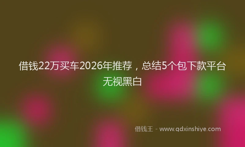 借钱22万买车2026年推荐，总结5个包下款平台无视黑白
