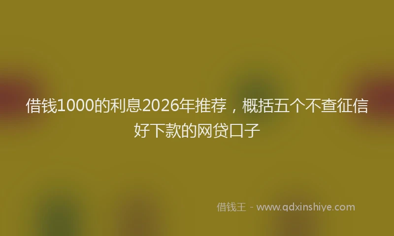 借钱1000的利息2026年推荐，概括五个不查征信好下款的网贷口子