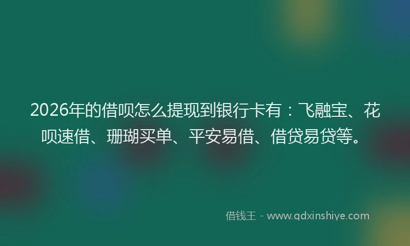 2026年的借呗怎么提现到银行卡有：飞融宝、花呗速借、珊瑚买单、平安易借、借贷易贷等。