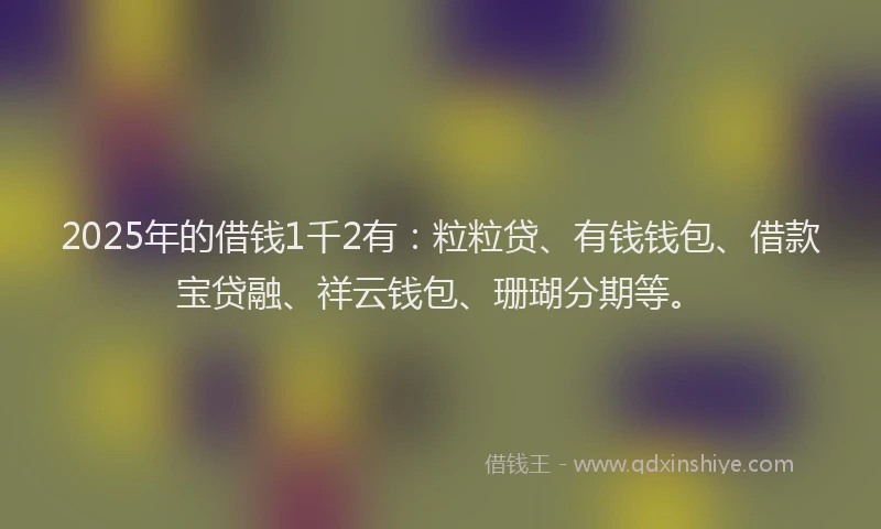 2025年的借钱1千2有：粒粒贷、有钱钱包、借款宝贷融、祥云钱包、珊瑚分期等。
