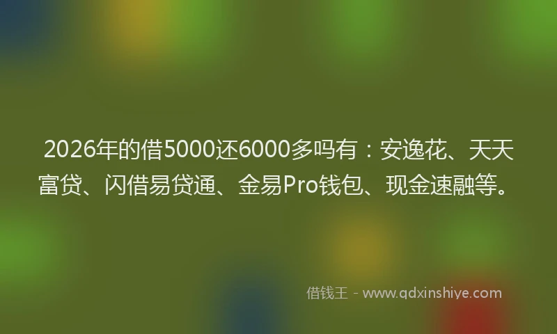 2026年的借5000还6000多吗有：安逸花、天天富贷、闪借易贷通、金易Pro钱包、现金速融等。