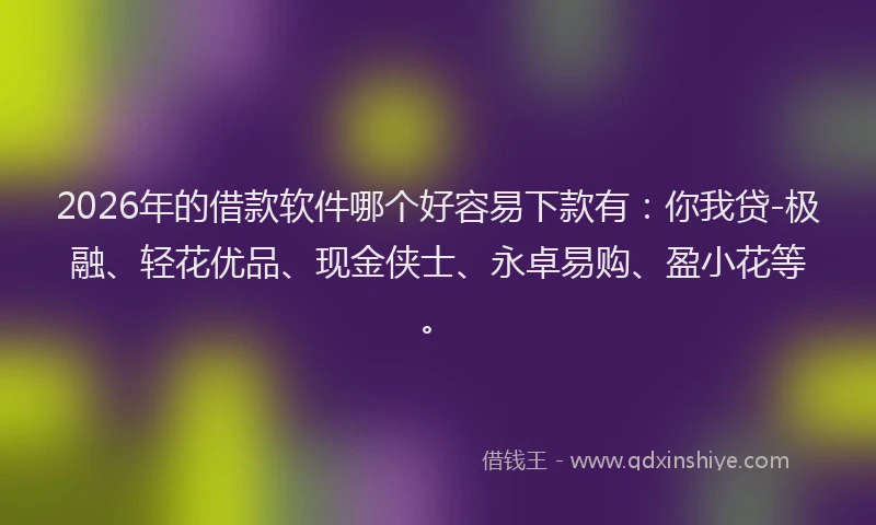 2026年的借款软件哪个好容易下款有：你我贷-极融、轻花优品、现金侠士、永卓易购、盈小花等。