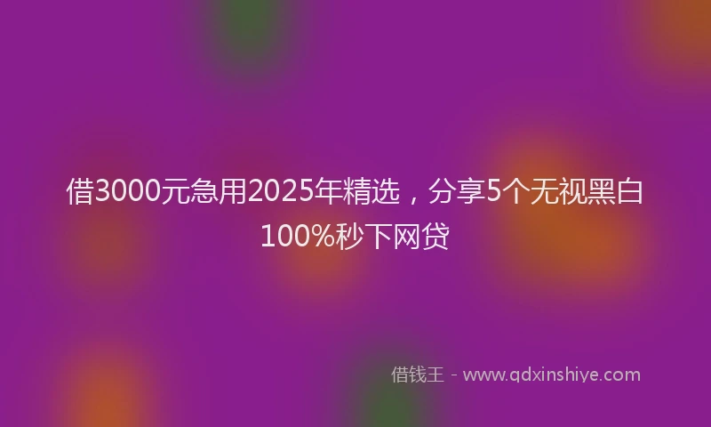 借3000元急用2025年精选，分享5个无视黑白100%秒下网贷