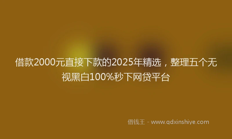 借款2000元直接下款的2025年精选，整理五个无视黑白100%秒下网贷平台