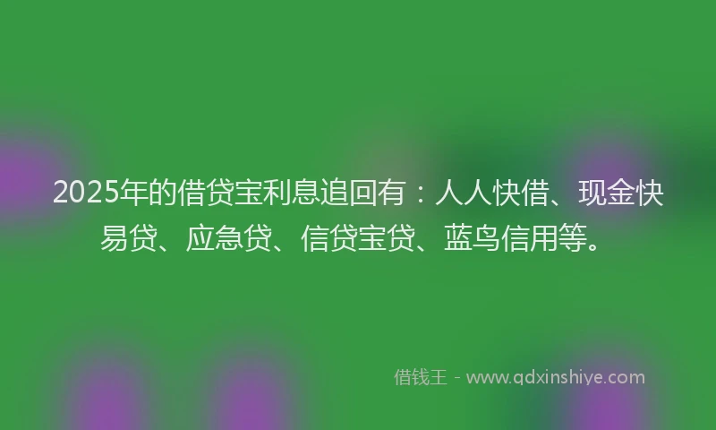 2025年的借贷宝利息追回有:人人快借、现金快易贷、应急贷、信贷宝贷、蓝鸟信用等。