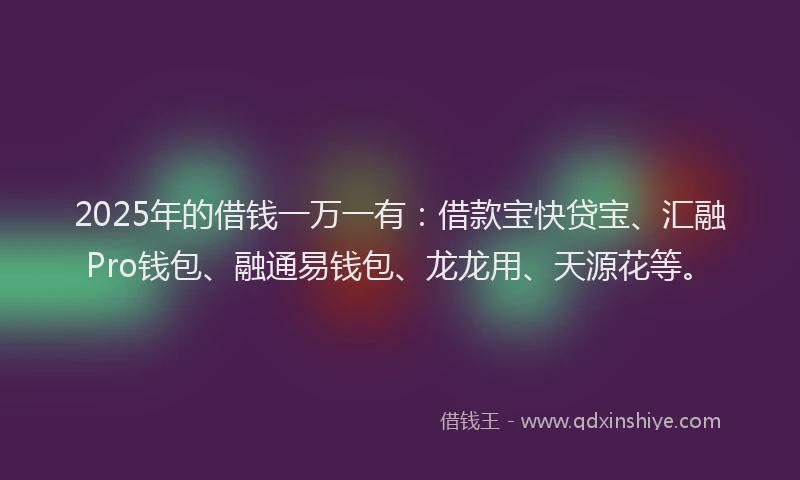 2025年的借钱一万一有：借款宝快贷宝、汇融Pro钱包、融通易钱包、龙龙用、天源花等。
