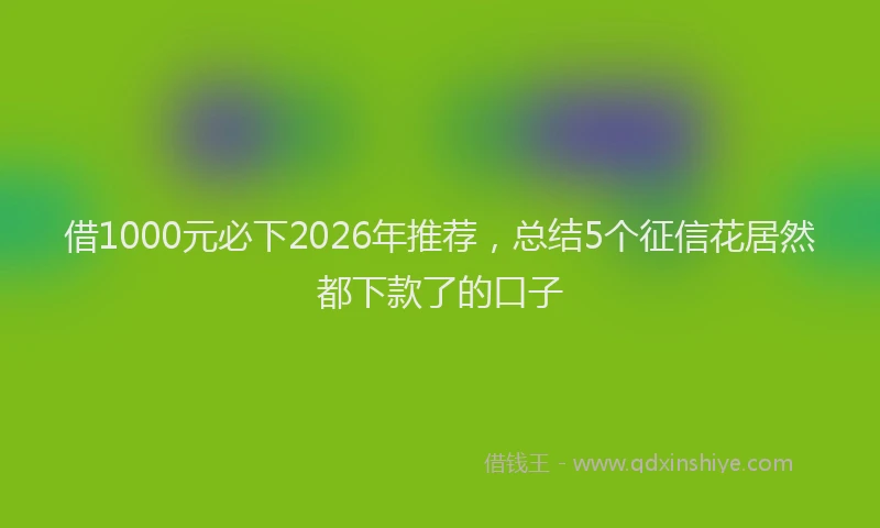 借1000元必下2026年推荐，总结5个征信花居然都下款了的口子