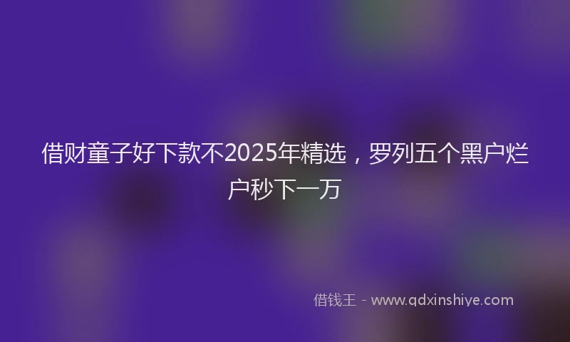 借财童子好下款不2025年精选，罗列五个黑户烂户秒下一万