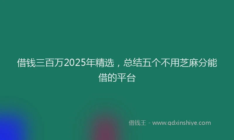 借钱三百万2025年精选,总结五个不用芝麻分能借的平台