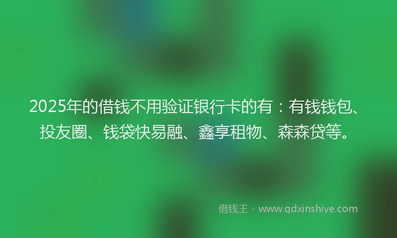 2025年的借钱不用验证银行卡的有：有钱钱包、投友圈、钱袋快易融、鑫享租物、森森贷等。