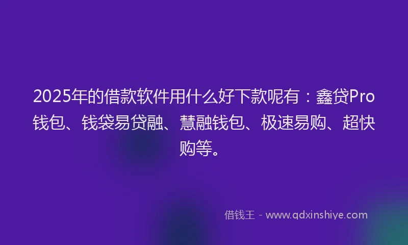 2025年的借款软件用什么好下款呢有：鑫贷Pro钱包、钱袋易贷融、慧融钱包、极速易购、超快购等。