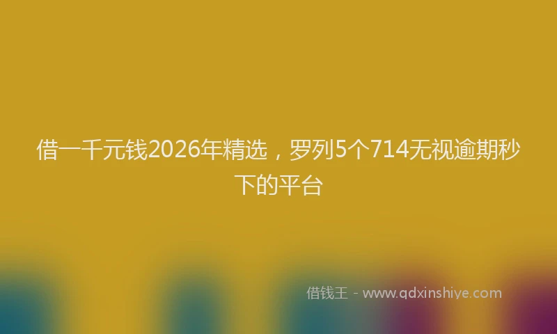 借一千元钱2026年精选，罗列5个714无视逾期秒下的平台