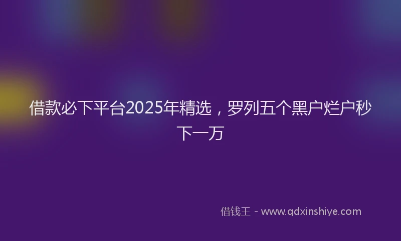 借款必下平台2025年精选，罗列五个黑户烂户秒下一万
