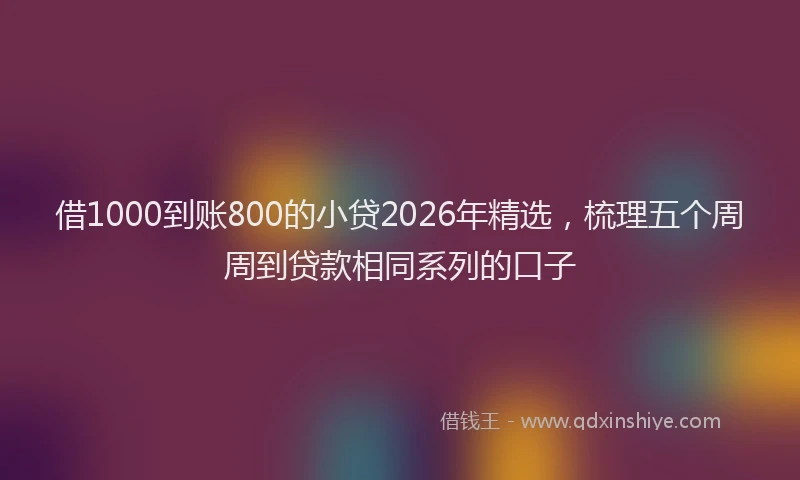 借1000到账800的小贷2026年精选，梳理五个周周到贷款相同系列的口子