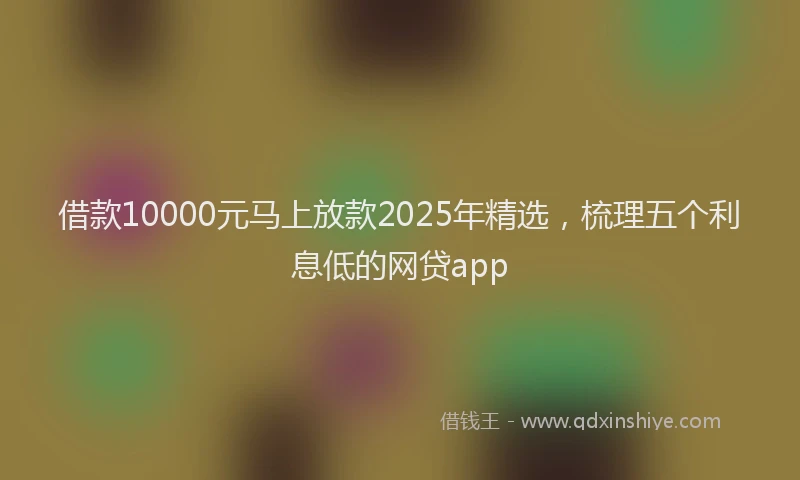 借款10000元马上放款2025年精选，梳理五个利息低的网贷app